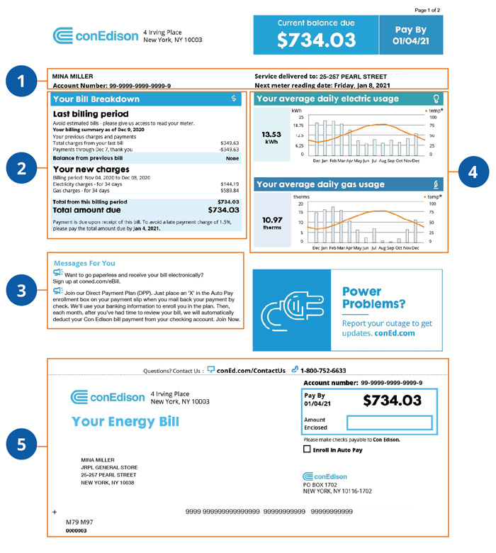 An example of a bill a customer may receive from Con Edison.