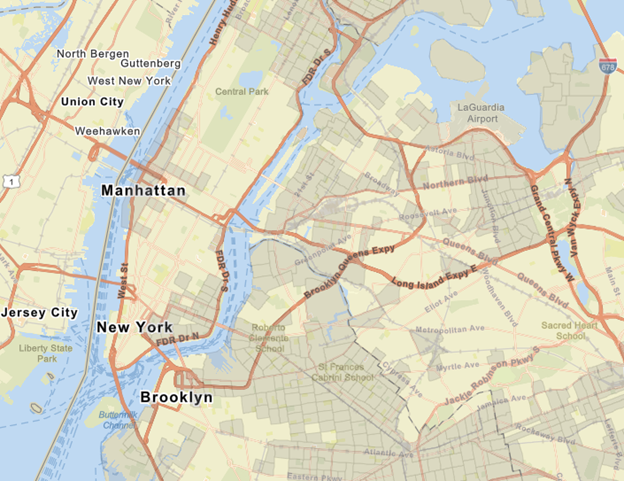 A map displaying the areas of New York and New Jersey covered by Con Edison and Orange and Rockland. 