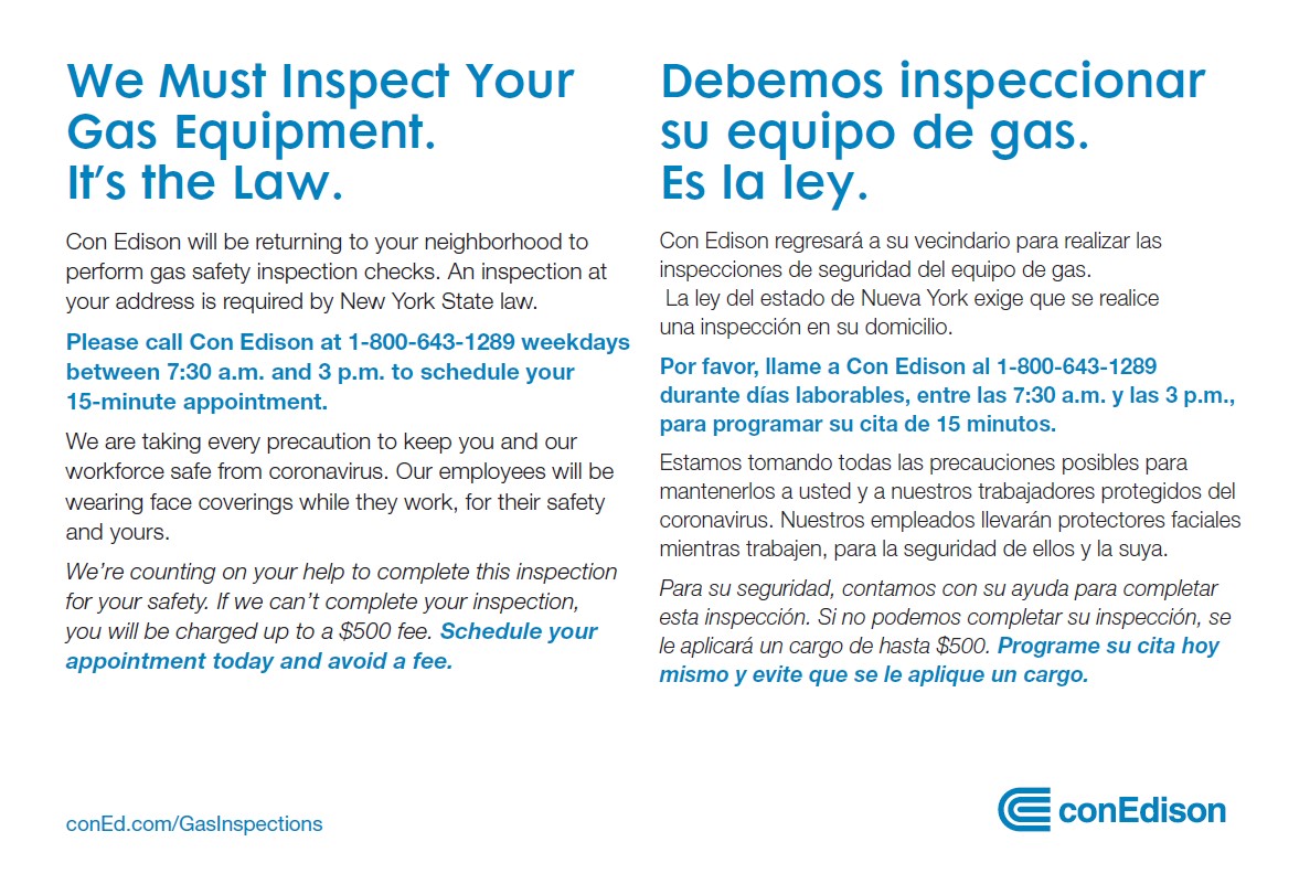 Gas inspection compliance leave-behind