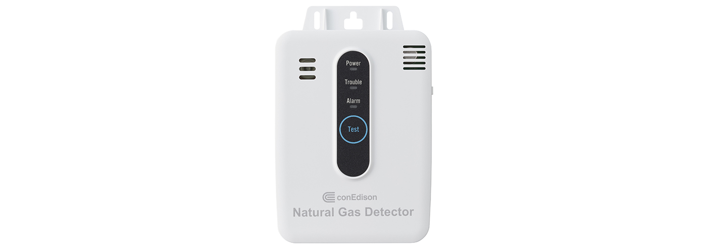 The gas detecting device, which monitors the air in the area where our gas service pipe enters your home or building, and will sound an audible alarm and send Con Edison an alert if a potential gas leak is detected.