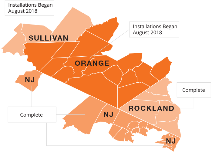 Regional map of planned smart meter installations for Rockland county