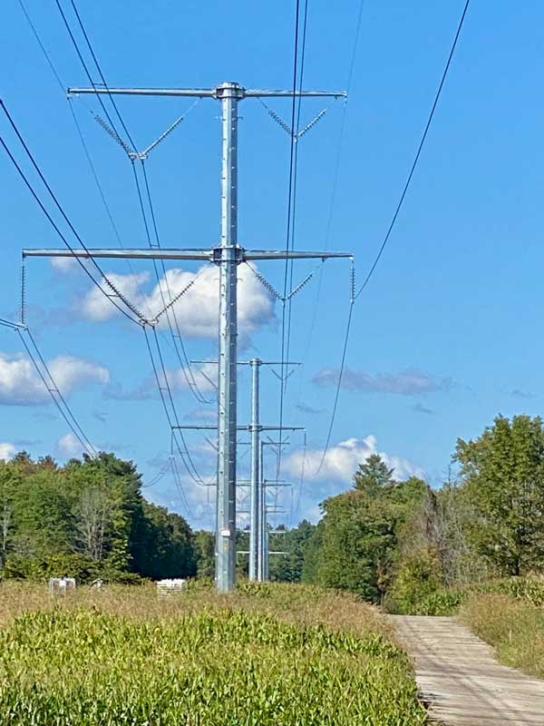 An electrical transmission tower. 